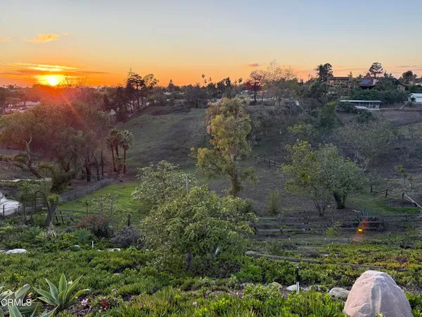 a view of a fire pit in middle of the green field