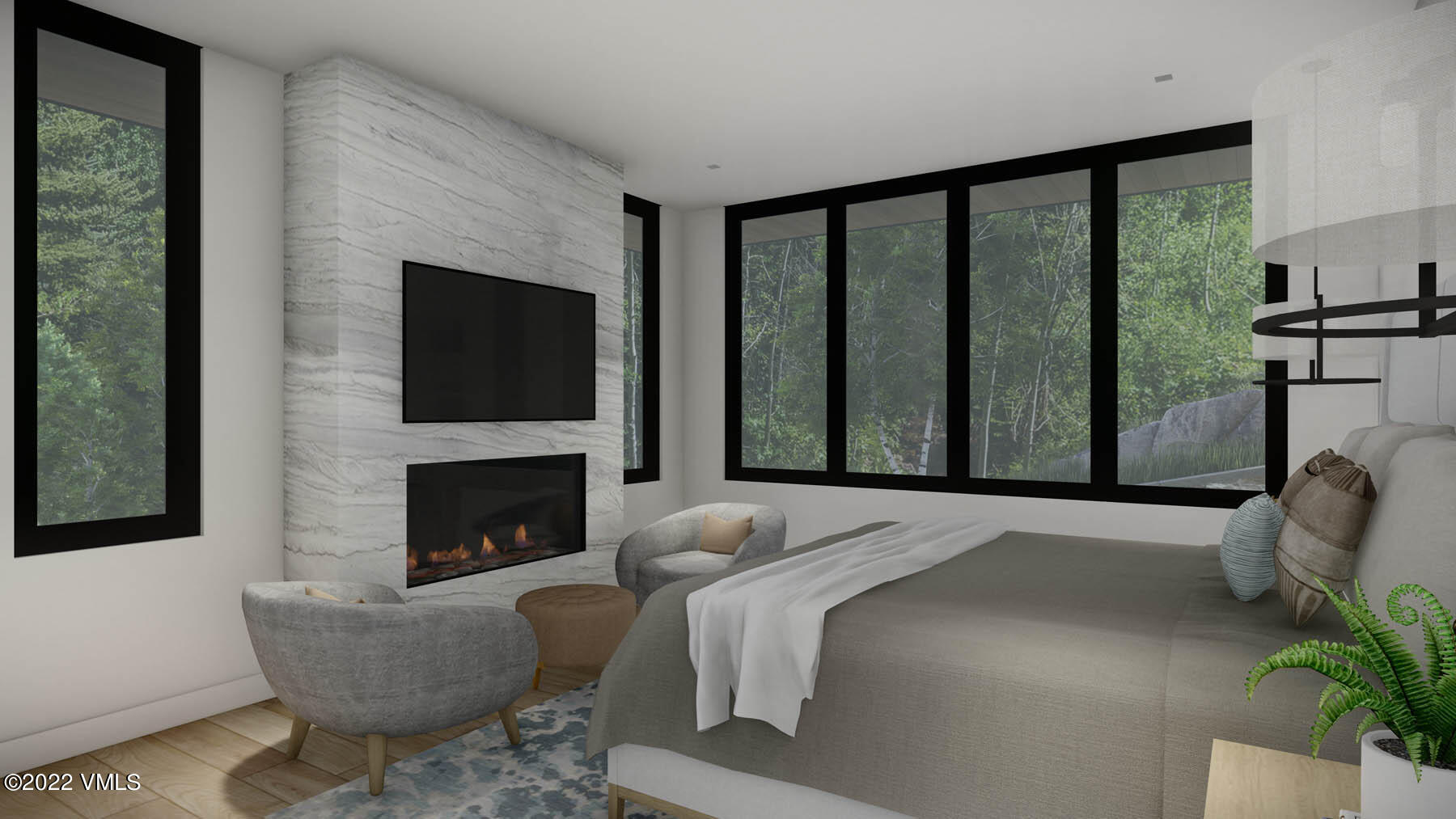 5002 Snowshoe Lane Vail, CO 81657 - Photo 17 of 29 a living room with furniture a fireplace and a floor to ceiling window