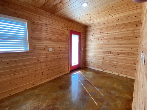 a view of a wooden door