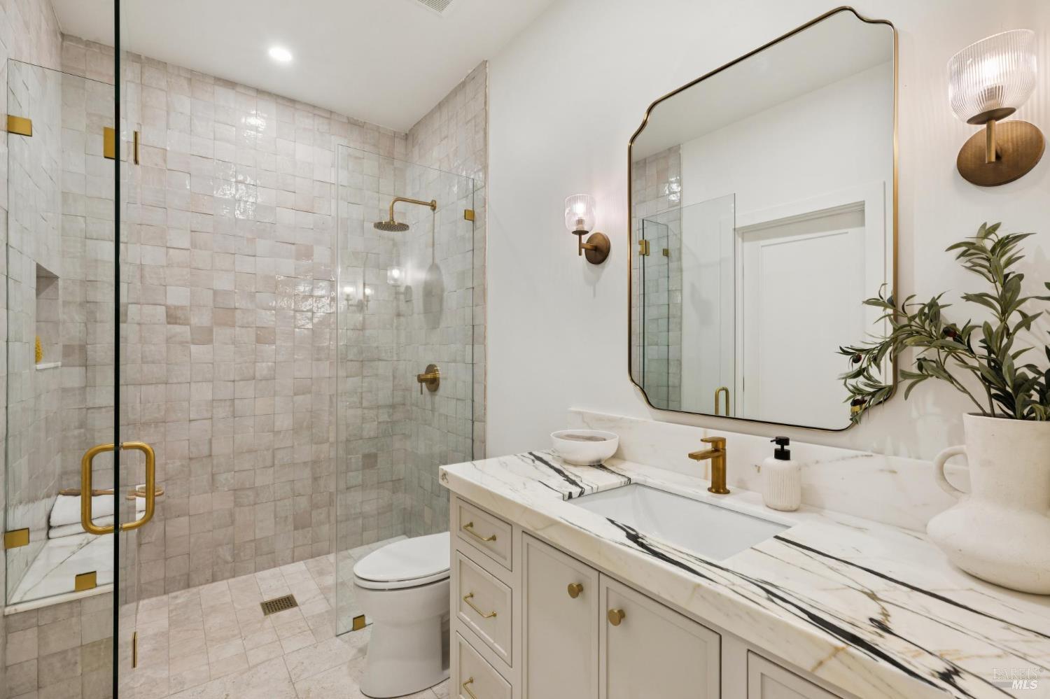 1860 McKinley Road Napa, CA 94558 - Photo 69 of 89 a bathroom with a sink a toilet and shower