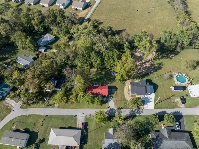 an aerial view of a house