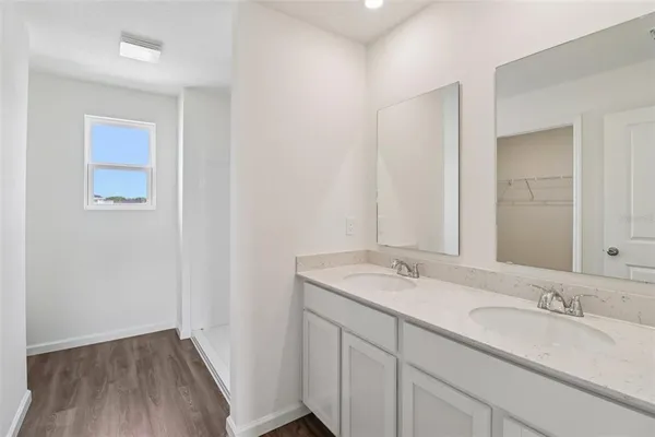 a view of small space with wooden floor