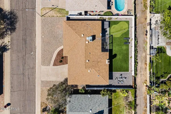 an aerial view of a house