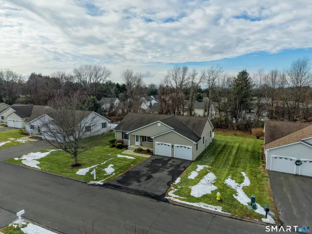 a aerial view of a house with a garden