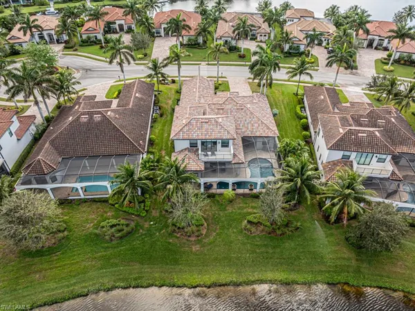 an aerial view of a house with a garden