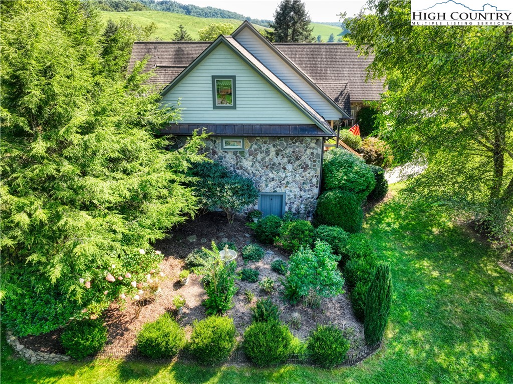 330 Crain Branch Lane Jefferson, NC 28640 - Photo 8 of 45 a view of a small yard with plants and large trees