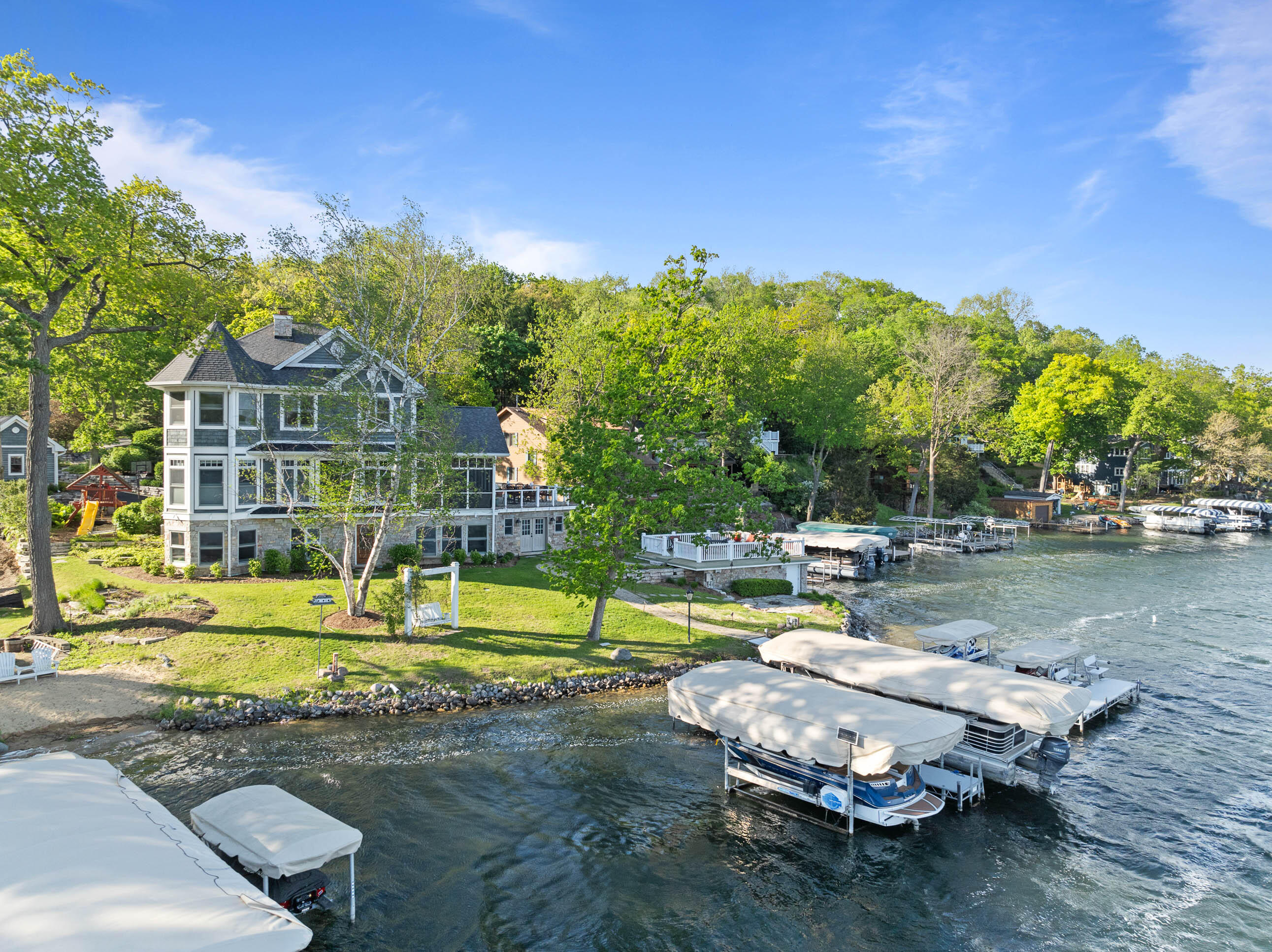 2 boat slips, 2 jet-ski shore stations and an extra wide pier