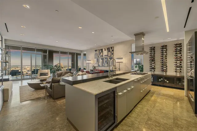 a large kitchen with lots of counter space