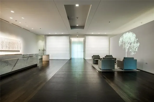 a city view with tall buildings