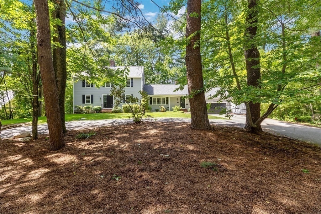 445 Cushing Street Hingham, MA 02043 - Photo 26 of 29 a view of a house with large trees and a small yard