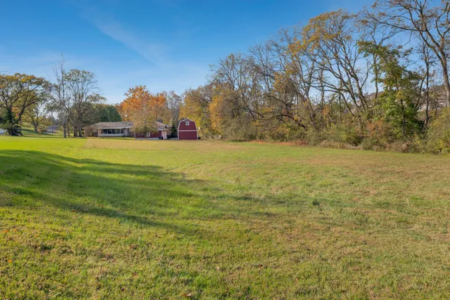 a view of field with trees in the background