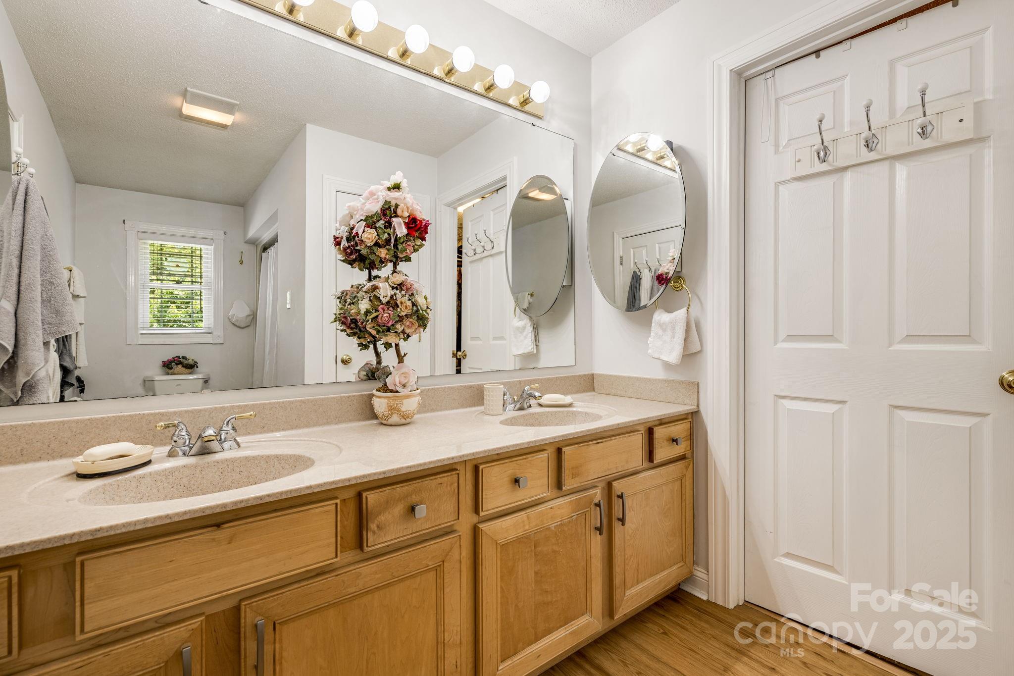 350 Old Sunset Hill Road Hendersonville, NC 28792 - Photo 17 of 40 a bathroom with a double vanity sink mirror and