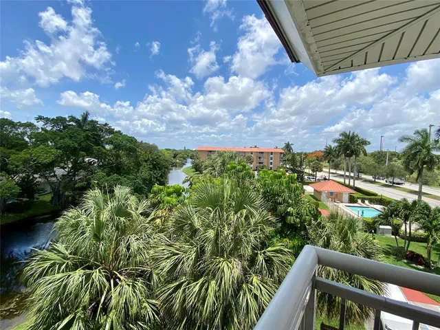 a view of a yard with plants and a bench