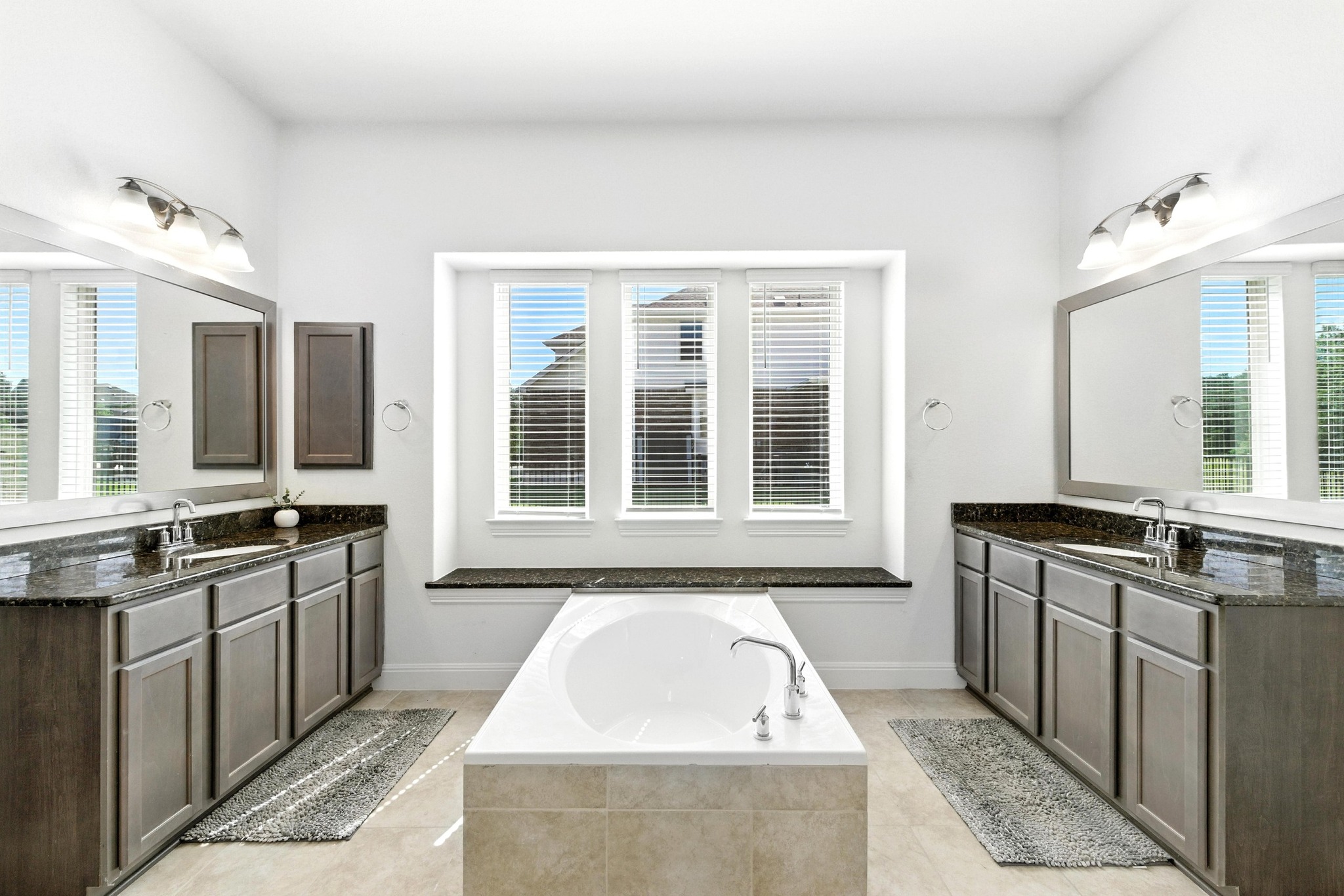 216 Tovas Secret Cove Georgetown, TX 78628 - Photo 20 of 39 Bathroom with plenty of natural light, a bath, and two vanities