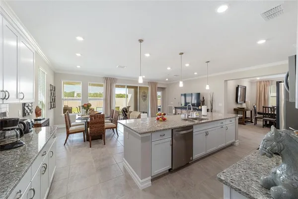 a large kitchen with lots of counter top space