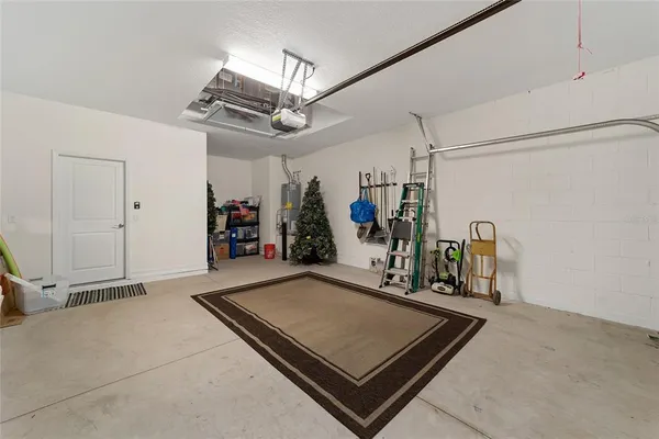 a room with gym equipment and a mirror