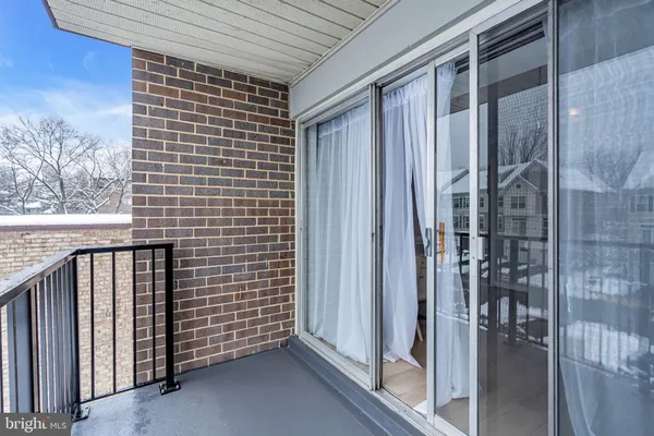 a view of wooden balcony