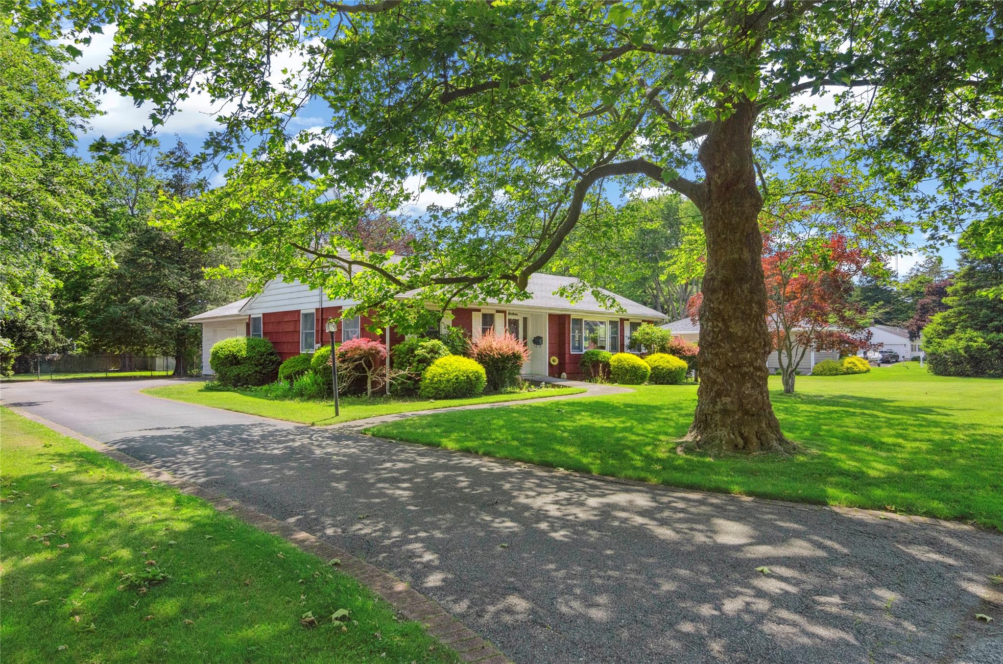 Ranch-style home with a front yard and driveway