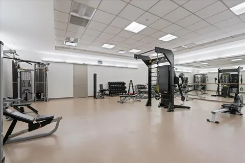 a view of a room with gym equipment