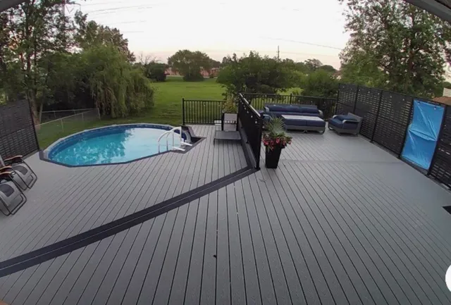 a view of outdoor space and wooden floor