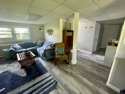 a living room with furniture