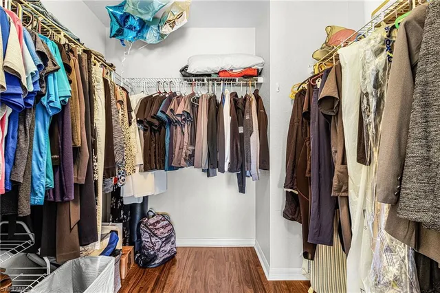 a view of a room with racks on the wall