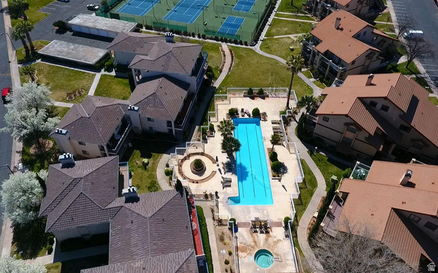 860 South Village Road, Unit H1 St. George, UT 84770 - Photo 16 of 20 Aerial perspective of suburban area featuring a pool area