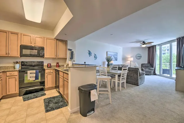 a kitchen with counter space cabinets and appliances