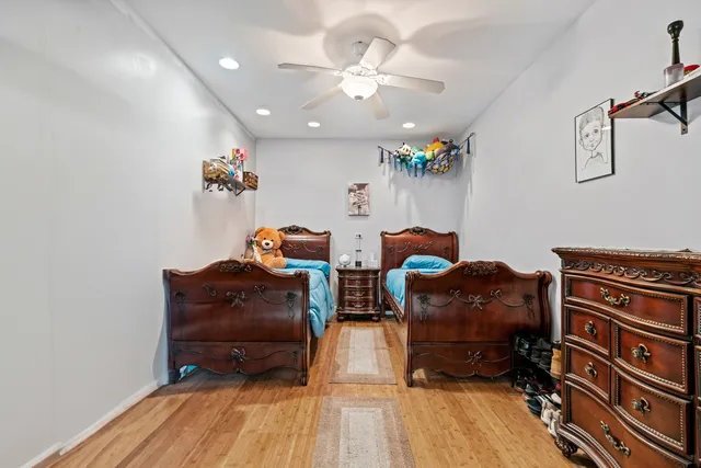 a workspace with furniture and wooden floor