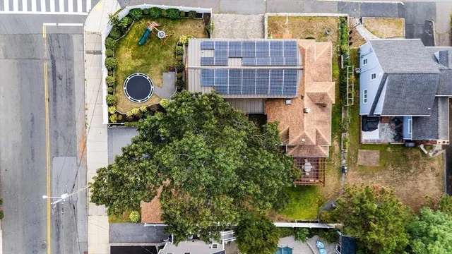 an aerial view of a house