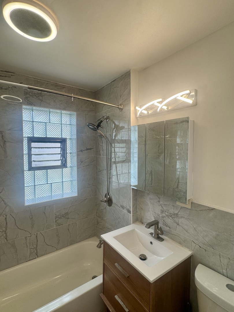6638 South Greenwood Avenue, Unit 2B Chicago, IL 60637 - Photo 16 of 23 a bathroom with a sink a toilet and shower