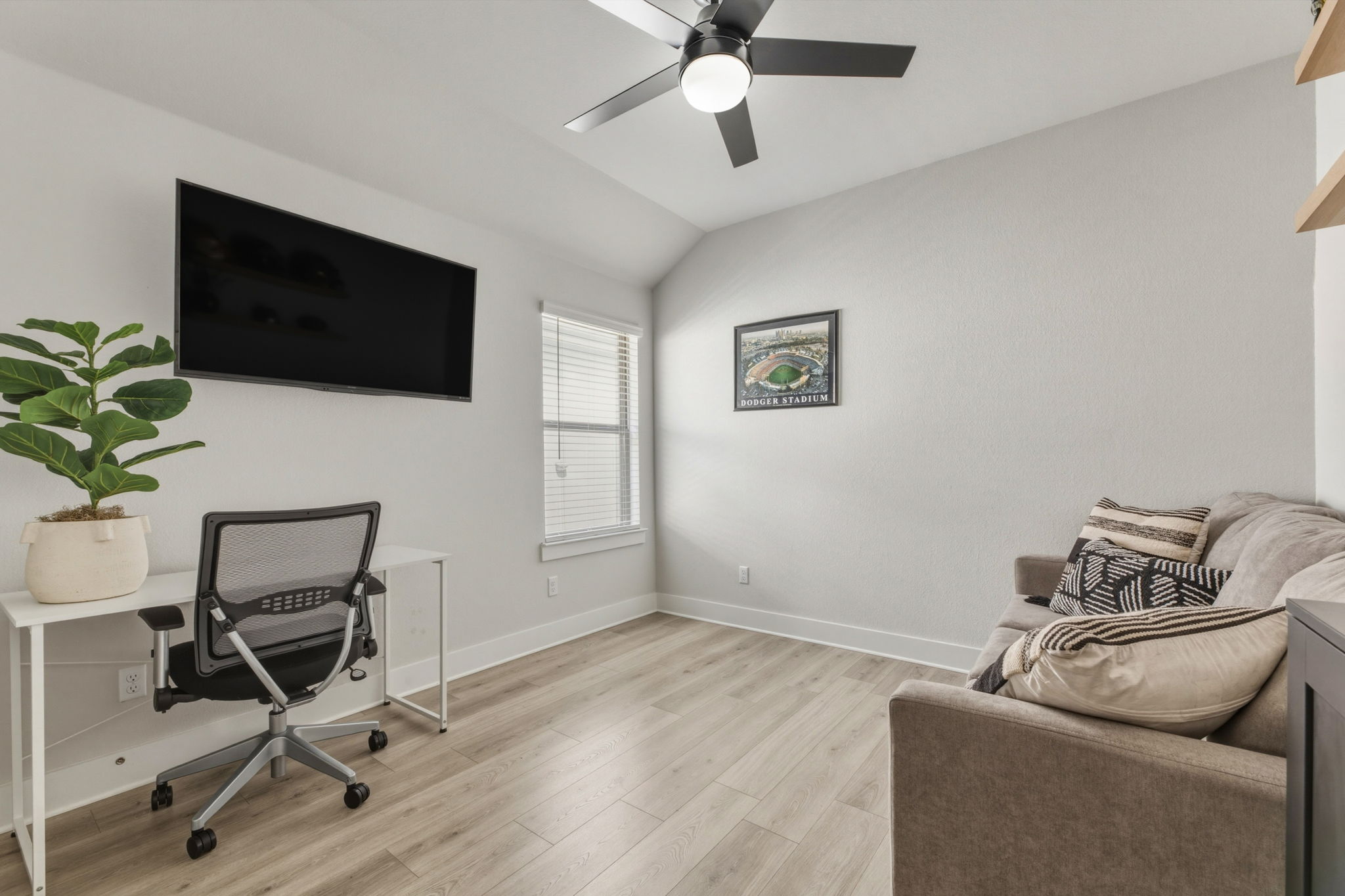 4505 Post Loop Round Rock, TX 78681 - Photo 6 of 40 Office with lofted ceiling, light wood-style floors, and ceiling fan
