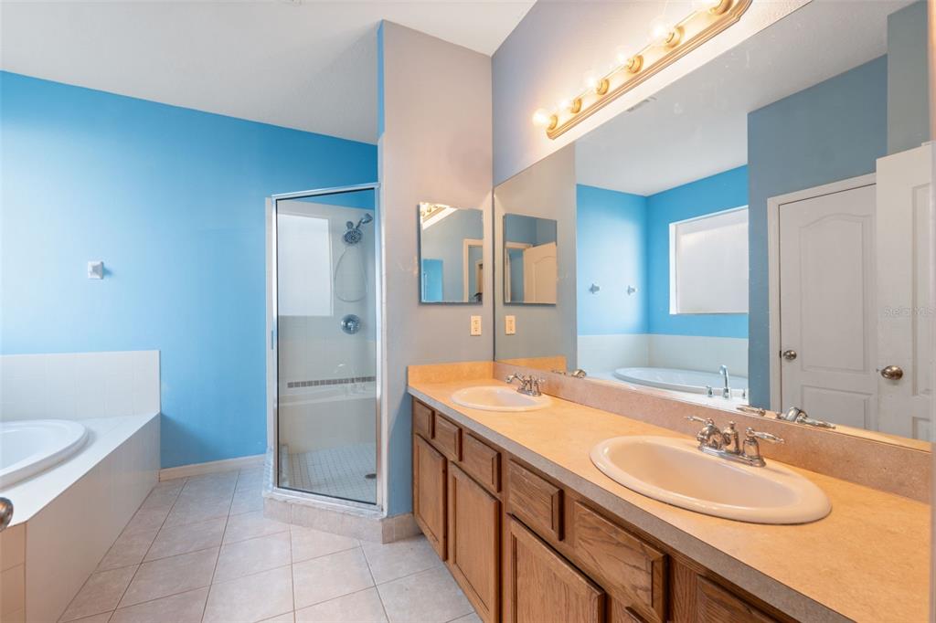 14027 Bensbrook Drive Spring Hill, FL 34609 - Photo 25 of 61 a bathroom with a granite countertop sink and a mirror