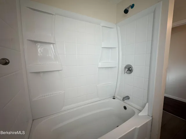 a bathroom with a bathtub