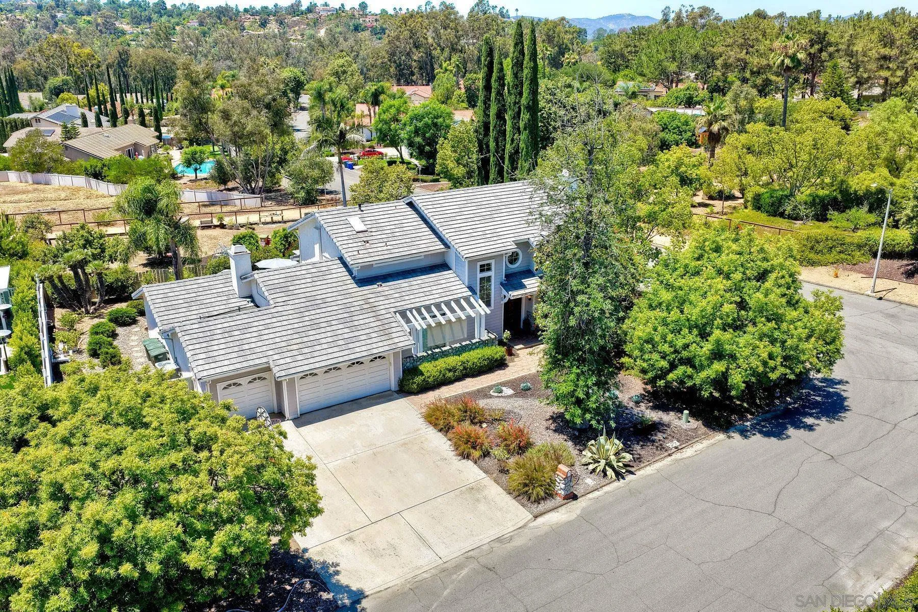 15892 Bent Tree Road Poway, CA 92064 - Photo 40 of 56 an aerial view of a house with a yard basket ball court and outdoor seating