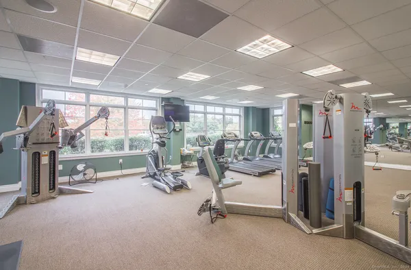 a view of a room with gym equipment