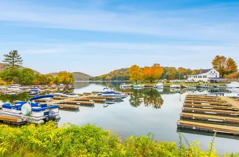 a view of a lake with outdoor space