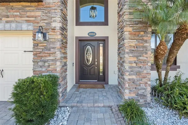 a front view of a house with a door