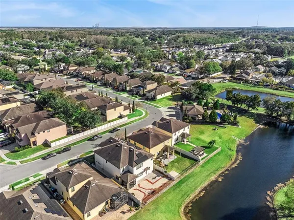 an aerial view of a house