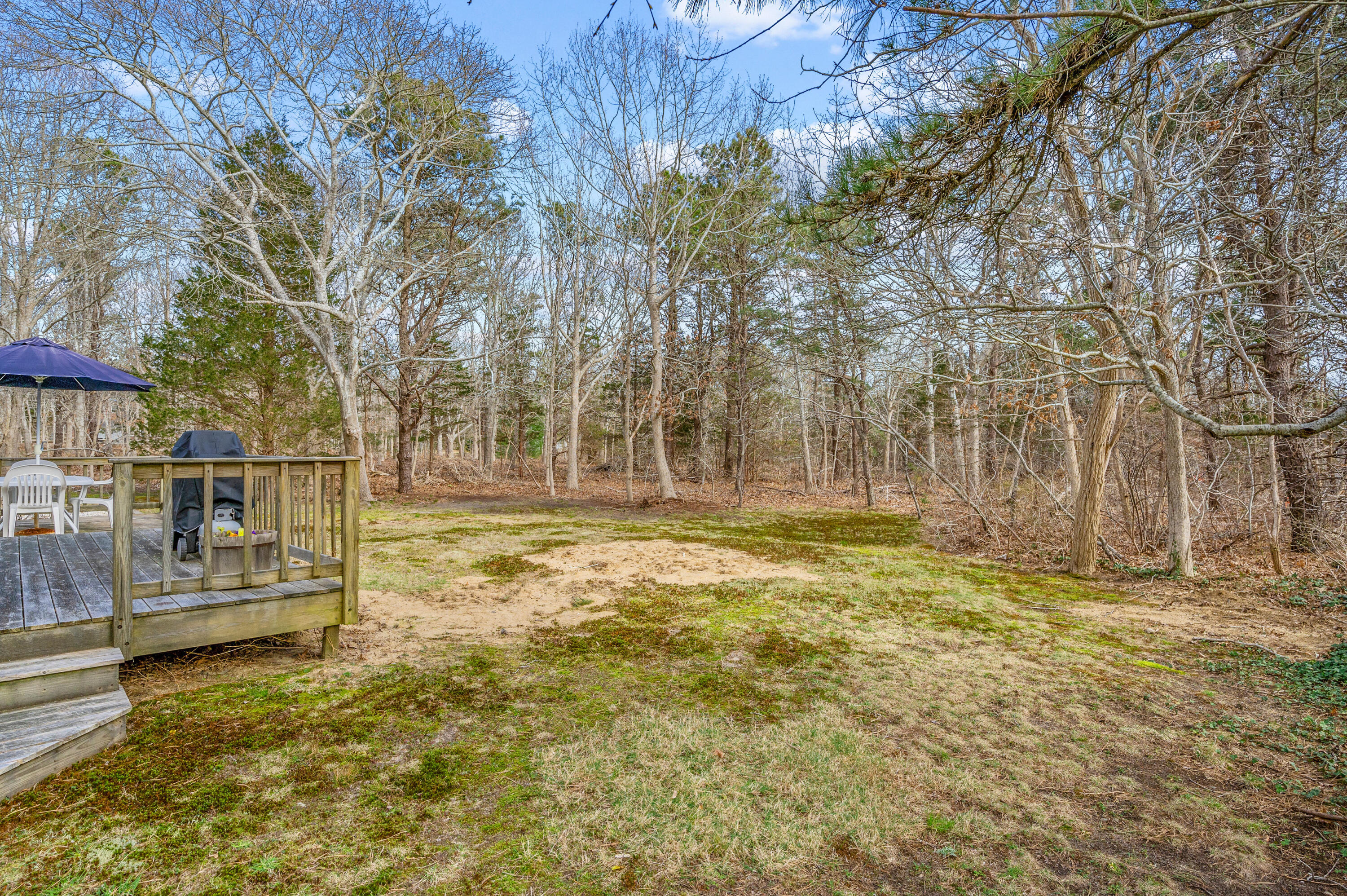 55 Bow Road Eastham, MA 02642 - Photo 40 of 44 a backyard of a house with lots of green space
