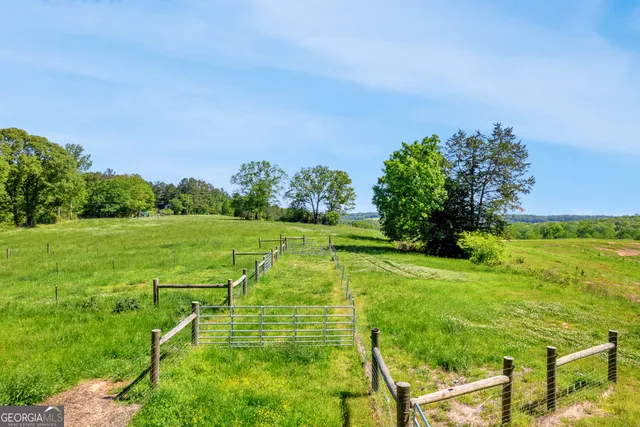 a view of a golf course with a garden