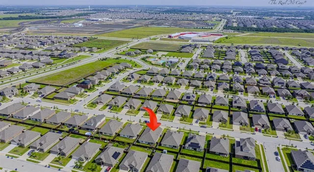 an aerial view of a house