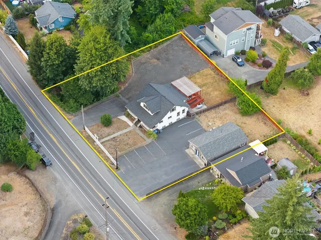 an aerial view of a house