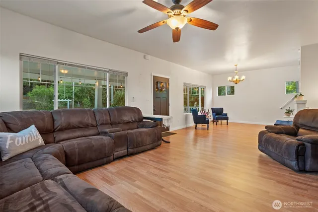 a living room with furniture