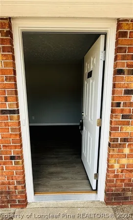 a view of wooden door