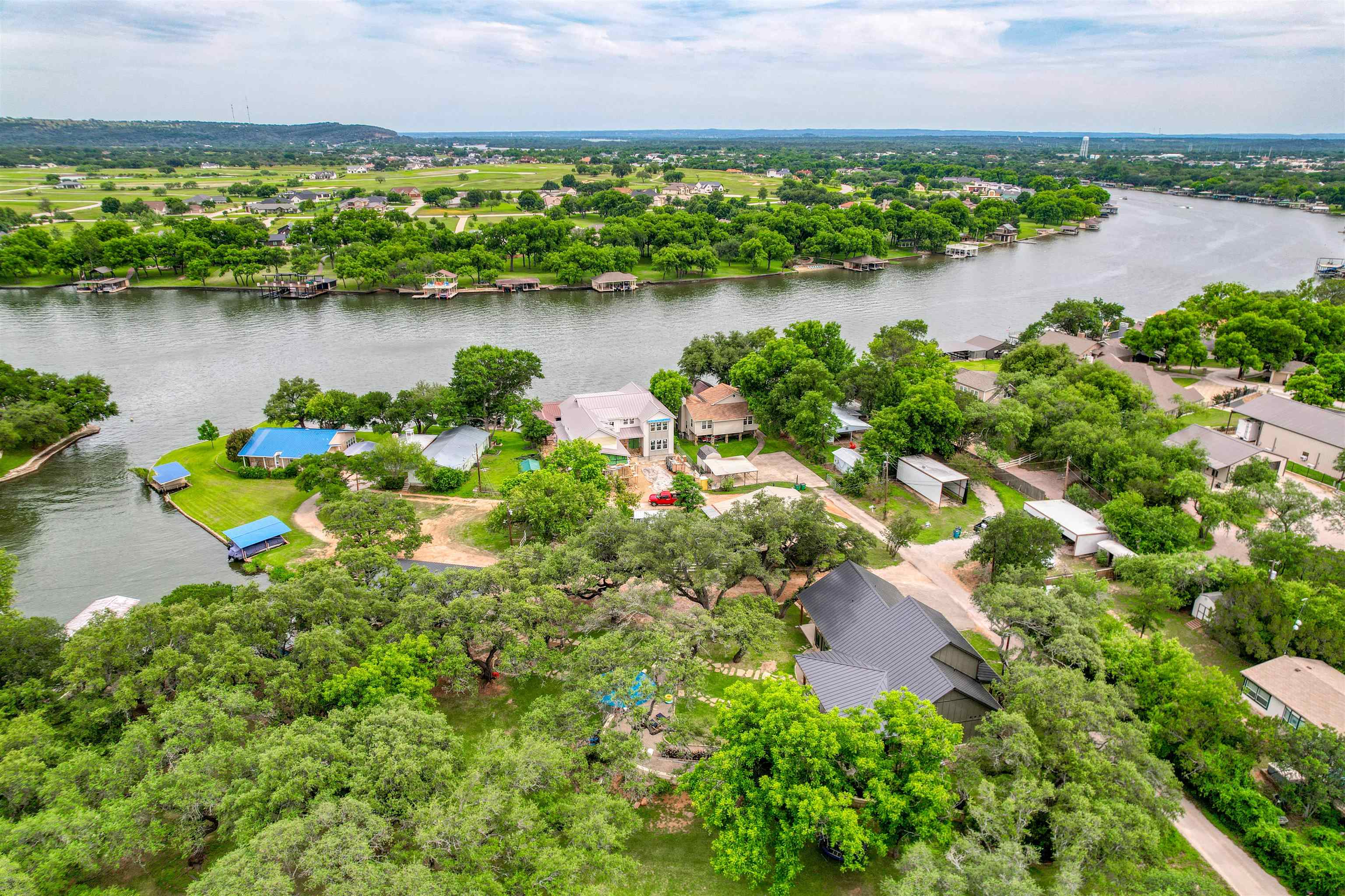 2001 Granite Cove Road Kingsland, TX 78639 - Photo 40 of 42 an aerial view of a houses with a lake view