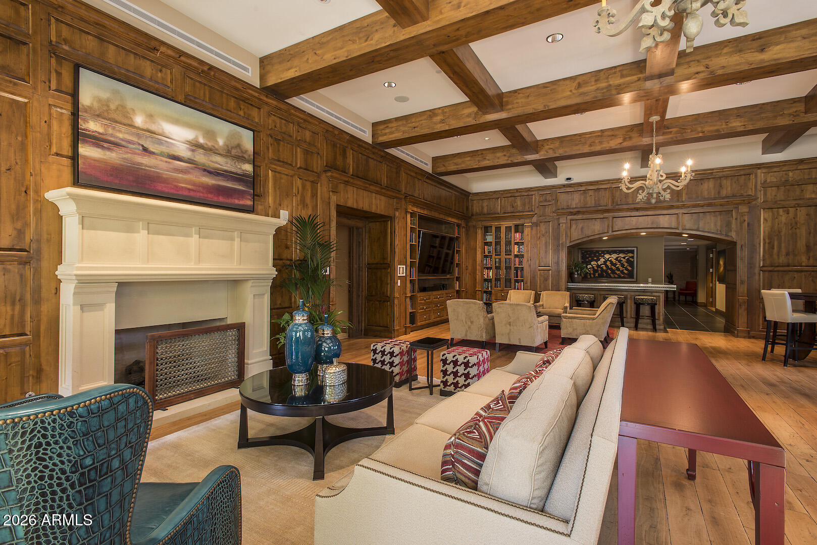 7181 East Camelback Road, Unit 1001 Scottsdale, AZ 85251 - Photo 32 of 34 a living room with furniture and a fireplace