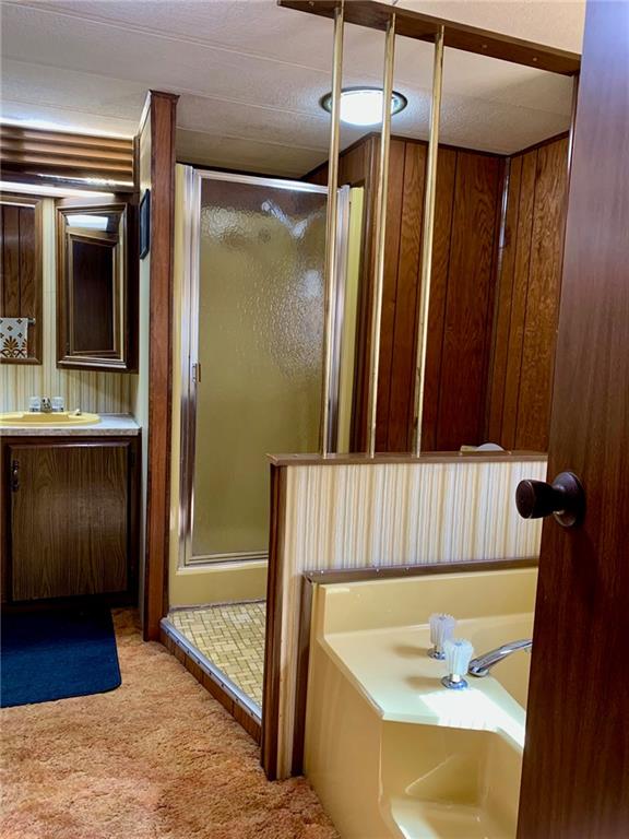 239 Crystal Spring Road Sandy Lake, PA 16145 - Photo 25 of 40 a bathroom with a tub and a shower