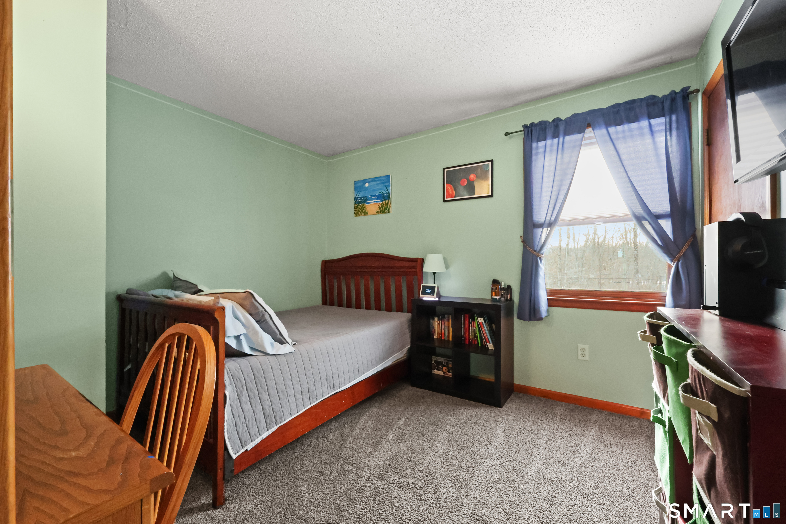13 Basket Shop Road Hebron, CT 06248 - Photo 29 of 38 a bedroom with a bed and a flat screen tv
