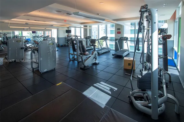 a view of a room with gym equipment